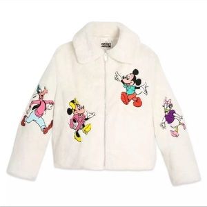 Disney Parks Mickey Mouse and Friends Faux Fur Fuzzy crop jacket